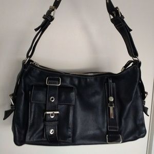 Perlina Black Leather Satchel